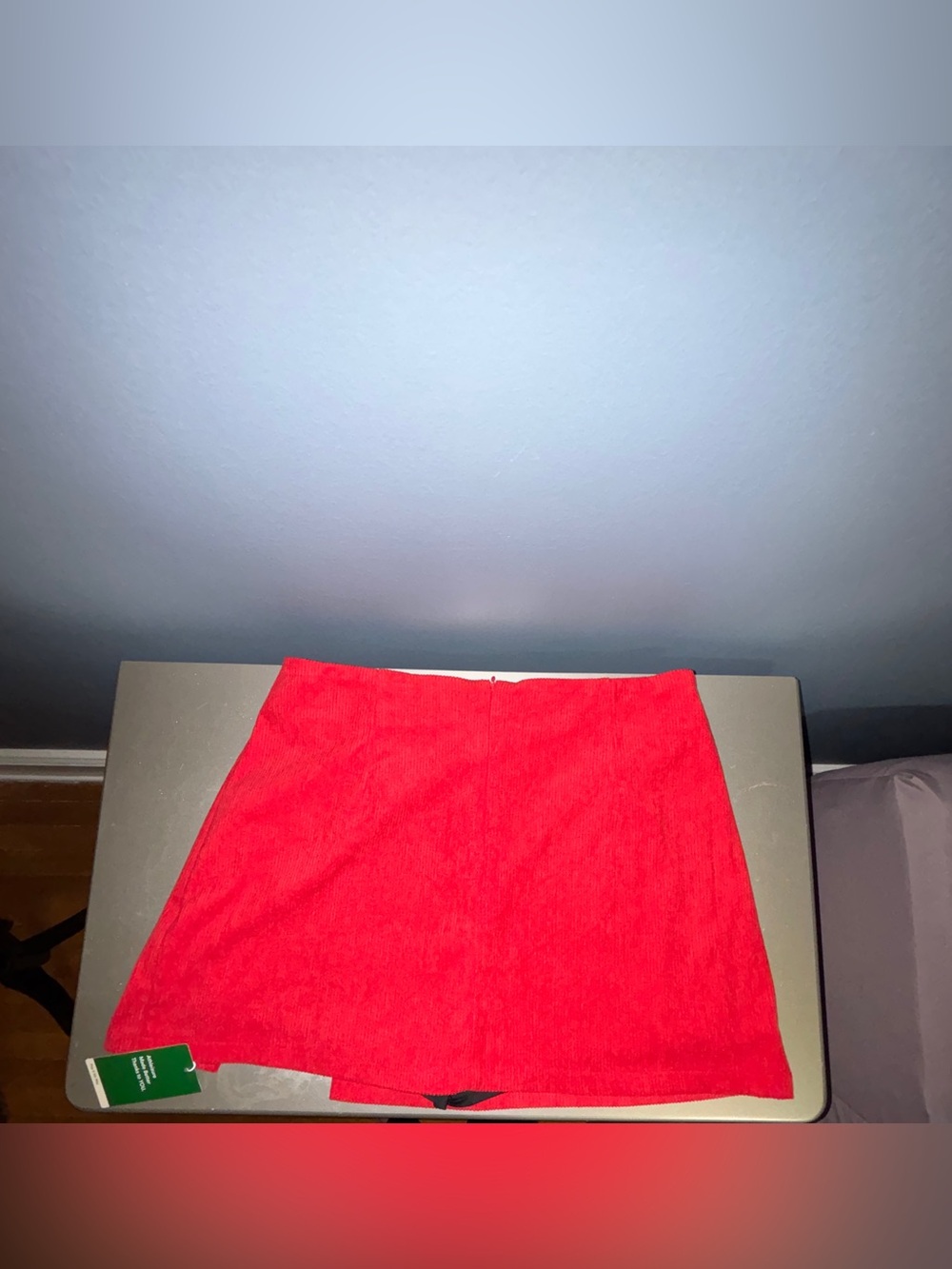 High Waisted Back Zipper Split Hem 2-in-1 Corduroy Casual Skort - Picture 4 of 5